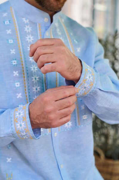 Вишита сорочка чоловіча, Блакитний світанок (арт. 2112) 2112 фото